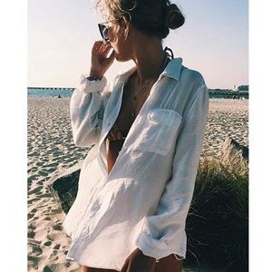 Women's Beach Casual Button Down Swimsuit Cover Up